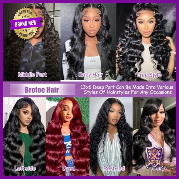 32 Inch Human Hair Lace Front Wig 200 Density Body Wave Pre Plucked Glueless main image 6